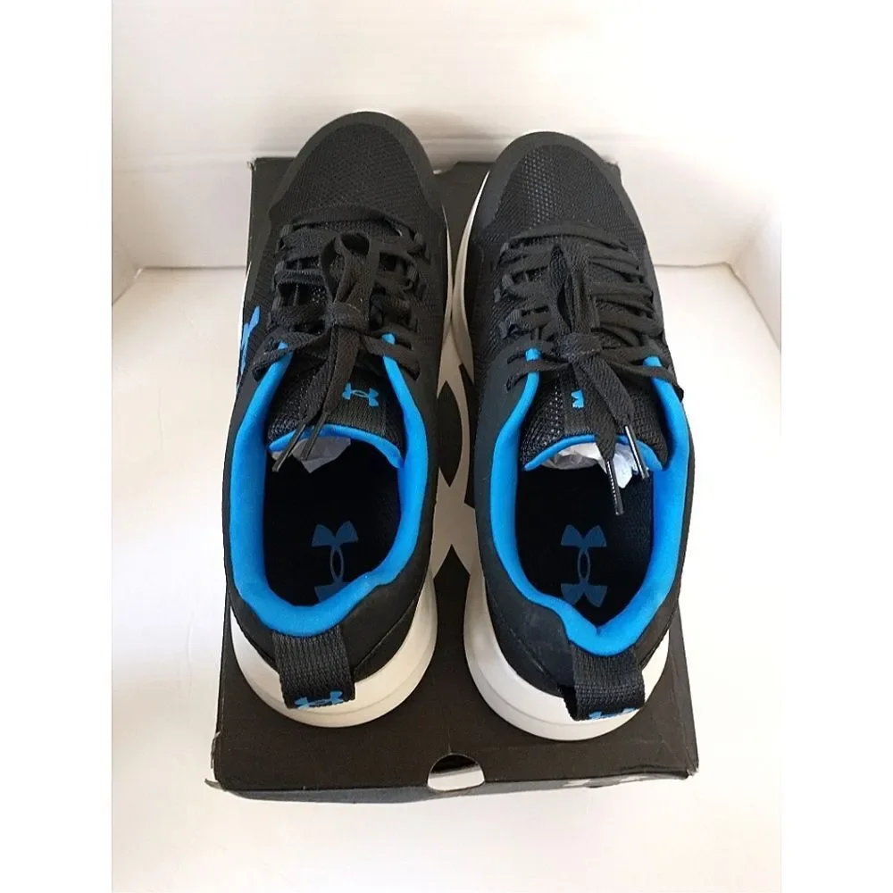New! UNDER ARMOUR Men's Essential Sneakers Running Athletic Shoe Black Blue 10.5